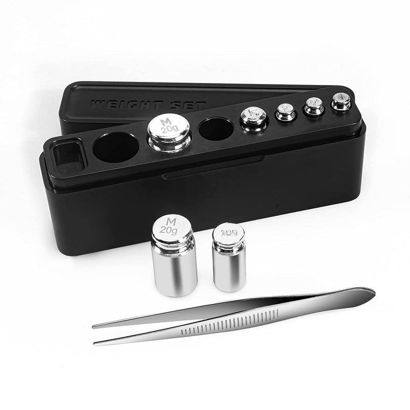 GRAM PRES Calibration Weight Set, 1g, 2g, 5g, 10g, 20g with Tweezers | For digital jewelry scales laboratory education science weights Small