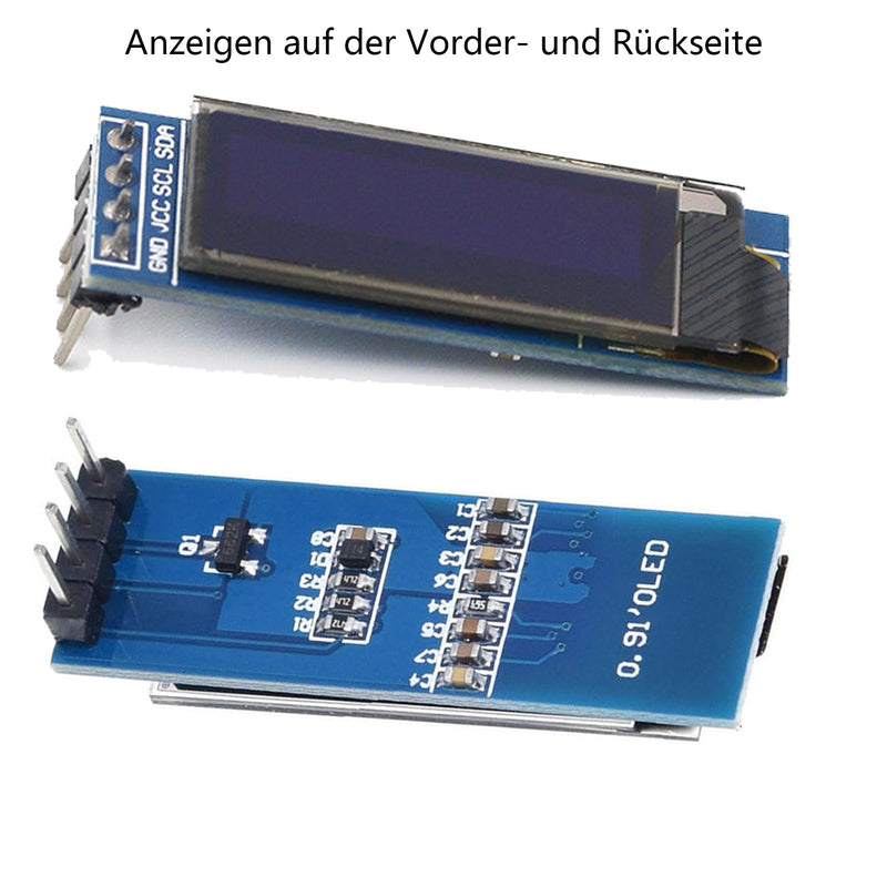 Gerui Set of 3 0.91 Inch OLED LCD Display Module Mini IIC 128 × 32 LCD Display Device, Compatible with Arduino and Other Microcontrollers, 3.3 V-5 V
