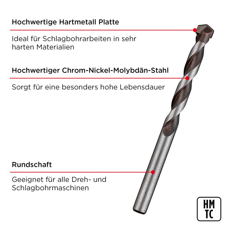 kwb ROCKER concrete and stone drill Ø 3 mm with high-quality, high-temperature soldered carbide plate, optimal drilling dust transport and round shank, extremely durable, complies with ISO 5468 ⌀ 3 mm x 70 mm ROCKER (impact)