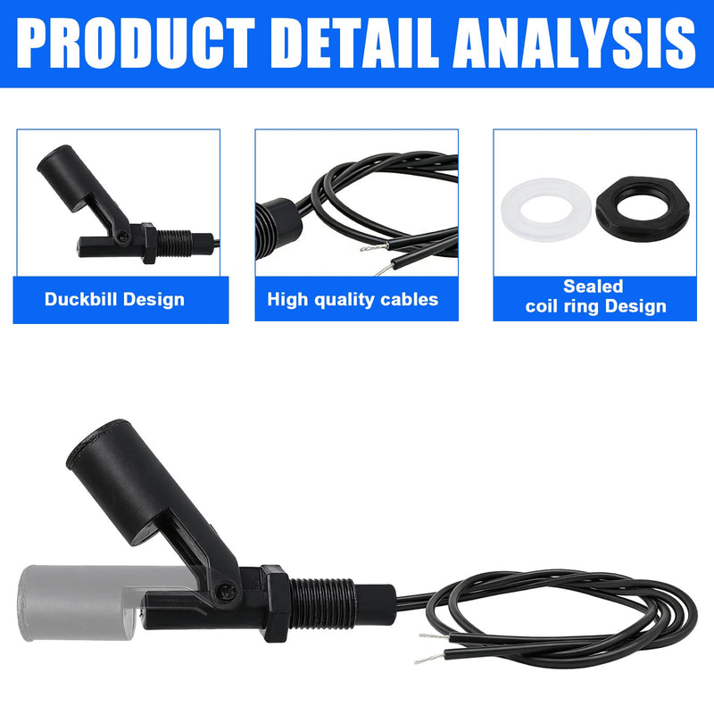 8 Pieces Float Switch Horizontal, Water Level Sensor for Liquid, Float Switch, Side Mount, Water Level Switch for Tank, Pool, Aquarium, Water Container, Fountain