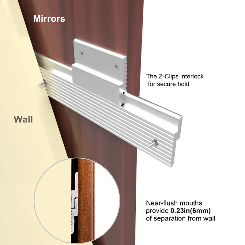 18" French Cleat Picture Hanger, Aluminum Mirror Hanging Kit with Hardware, Ideal for Artwork, Whiteboard, Cabinet, Holds 110 lbs. per Pair, 2 Pairs 18 Inch