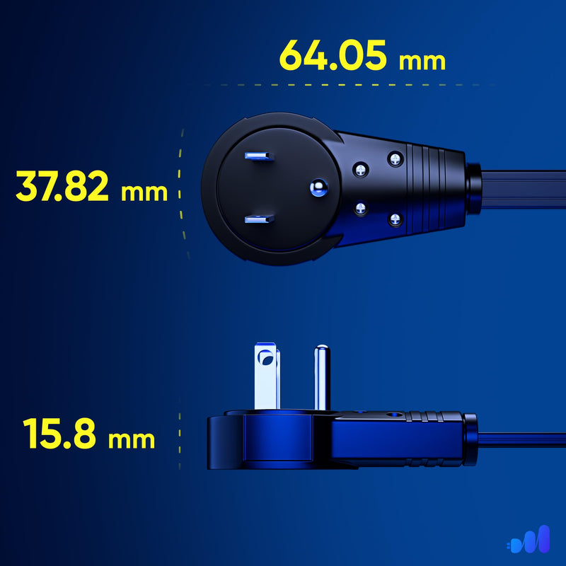 Maximm Cable 0.5 Ft 360° Rotating Flat Plug Extension Cord/Wire, 16/3 AWG Multi 3 Outlet 3-Prong Grounded Wire - Black - 3 Pack - UL Certified