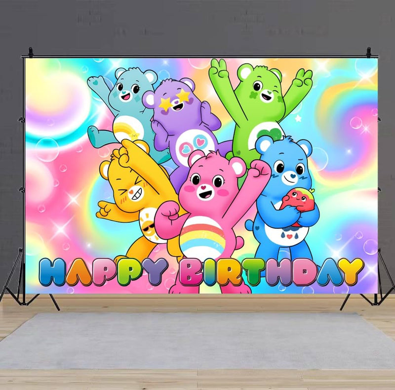 Cute Bears Backdrop Happy Birthday Banner for Cute Bears Party Decorations Supplies (5x3ft)