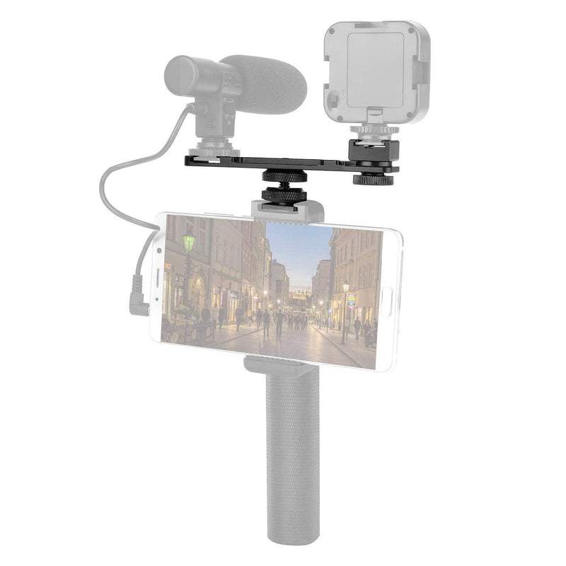 ChromLives Hot Shoe Extension Bar Mount with 1/4'' Hot Shoe Mount Adapter, Dual Straight Mount Flash Bracket Compatible with Nikon Canon Sony Olympus DSLR Camera Camcorder DV