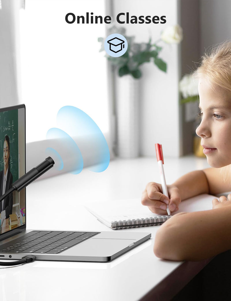 MillSO USB Microphone for Laptop Gooseneck Portable Mini USB Computer Microphone Plug&Play Omnidirectional External USB PC microphone for YouTube, Streaming, Podcasting, Recording, Gaming - 1 FT