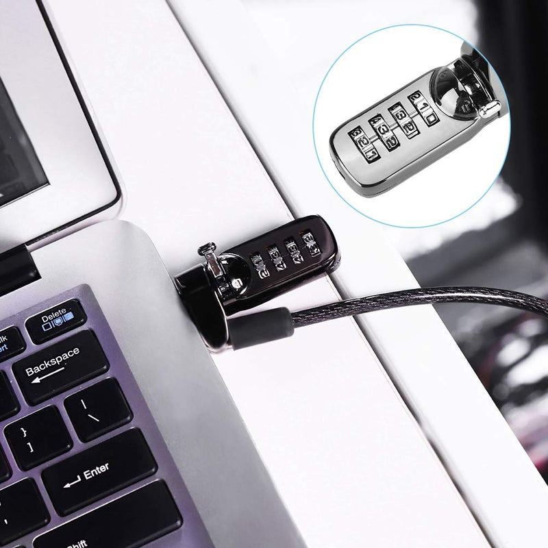 Dioche Laptop Combination Lock Security Cable, Theft Deterrent Keyless Lock with 4 Digit Password Protections for Laptop, Tablets - 1.8m Length