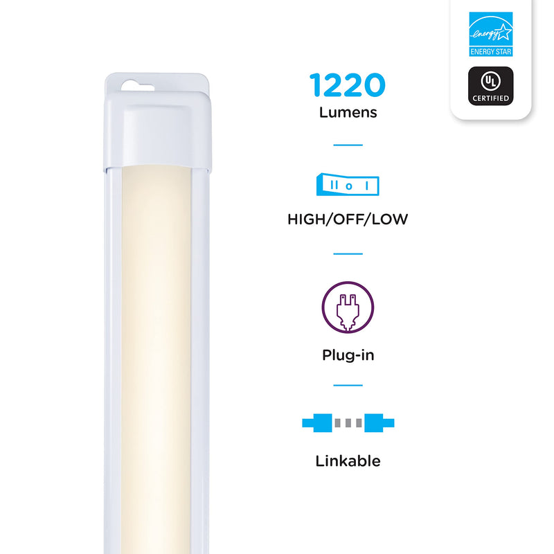 Enbrighten Premium Linkable Under Cabinet Fixture, 36in, LED, Linkable, 1220 Lumens, 3000K Warm White, 38847-T1 36 Inch