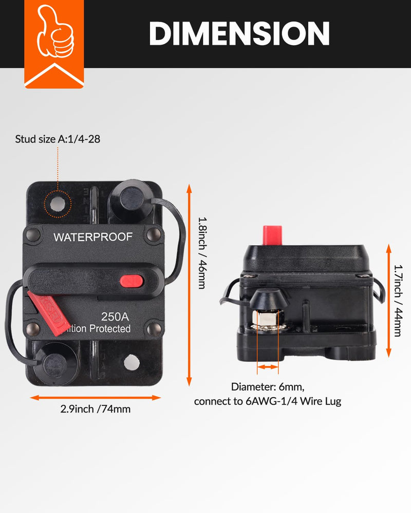 60 Amp Circuit Breaker for Boat Trolling Motor Marine ATV Trailer Vehicles Stereo Audio Electronic Battery Solar System Inline Fuse with Manual Reset Switch Waterproof DC 12V-48V (60A) 60A