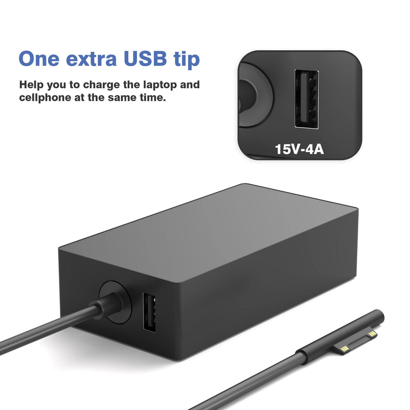 65W Surface Pro Charger Replacement for Microsoft Surface Laptop 2 3, Surface Pro X 9 8 7 6 5 4 3, Surface Go 2 Go 3, Surface Book 1 2 Microsoft Surface charger Power Supply Adapter
