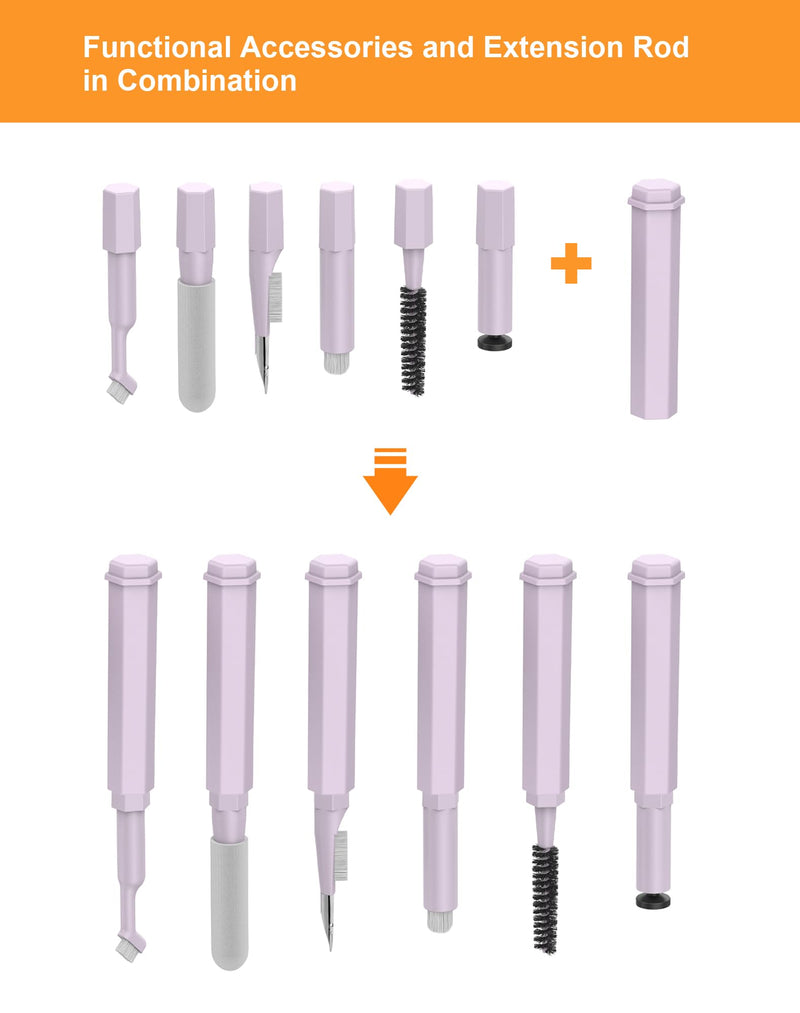 20-in-1 Laptop Phone Screen Keyboard Cleaner Kit, Multifunctional Cleaning Kit for AirPods, iPhone, iPad, Electronic Device Cleaning Tool for Camera PC Monitor Earbud TV Tablet Phone Car Screens Purple