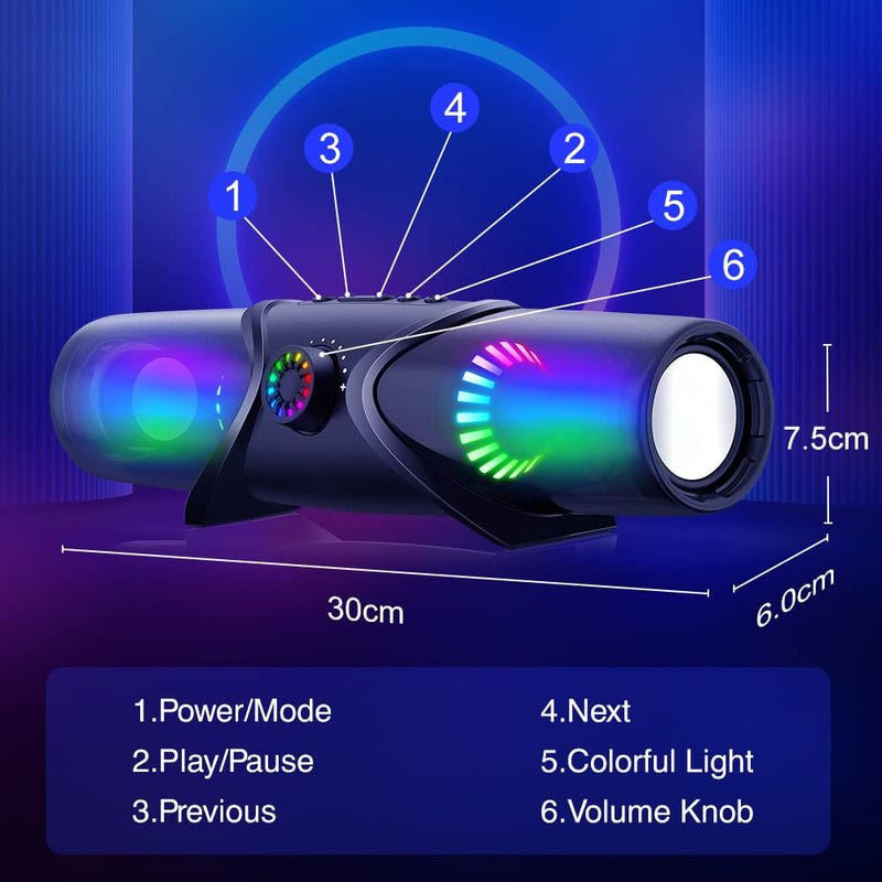 Computer Speakers,Bluetooth SoundBar,Computer Speakers for Desktop Monitor with RGB Light,PC Speakers with Subwoofer,USB Powered Sound Bar for Laptop 3.5mm Headphone Jack