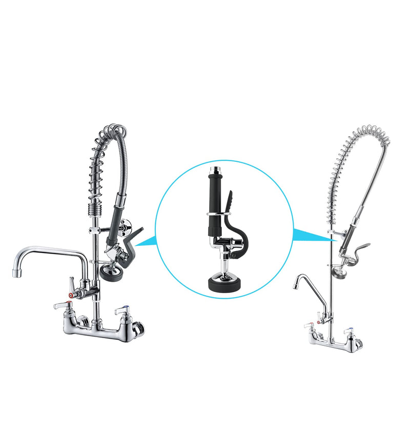 MSTJRY Commercial Sink Sprayer Pre Rinse Spray Valve with Handle Grip Assembly,1.42 GPM High Pressured Dish Sprayer for Replacement Kit of Commercial Faucet, Polished Chrome （Black） Black