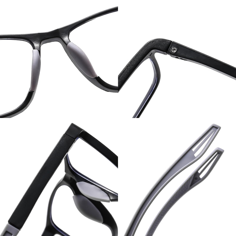 Suertree Reading Glasses for Men, TR90 Sports Blue Light Blocking Readers Comfortable and Lightweight 2 Pack Bblack 200.0 x