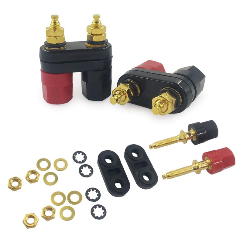 2Pcs Banana Plug Jack 2-Way Gold Plated Terminal Binding Post Power Amplifier Insulated
