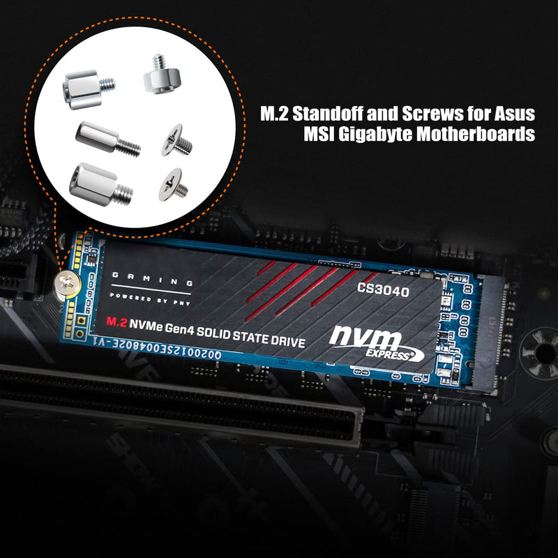 30PC M.2 Nvme SSD Screw Kit, M.2 Standoff and Mounting Screws for Asus ASRock Gigabyte MSI Motherboard & Nvme SSD, for Laptop PC Repair & DIY LS-SSD Screws Kit