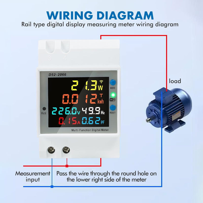 KETOTEK Single Phase Energy Meter Din Rail Electricity Usage Monitor AC 40-300V 100A Watt kWh Meter Voltage Power Consumption Counter Electric Meter (Built-in CT)