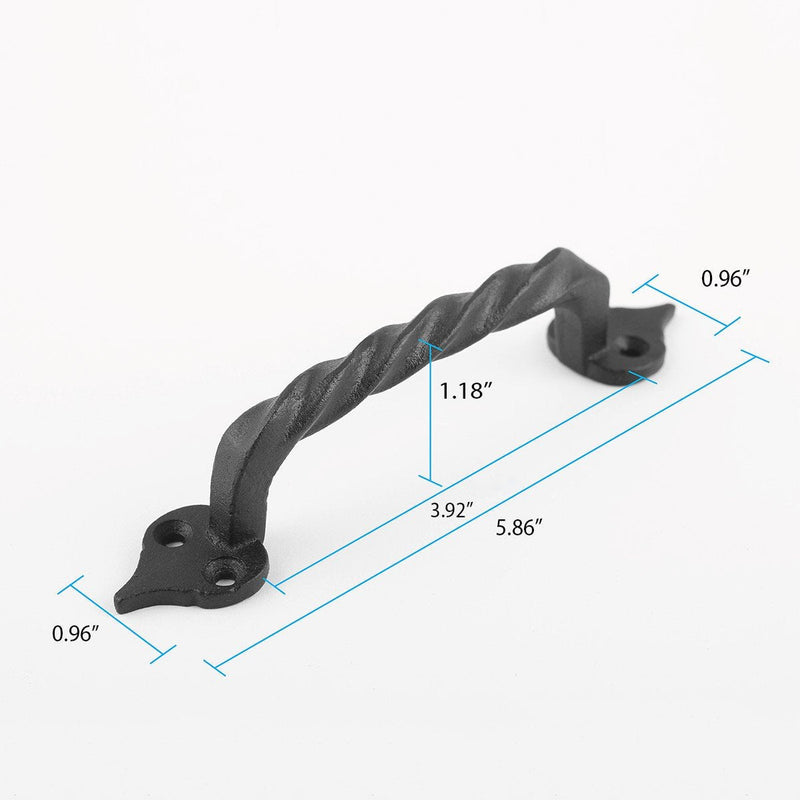Renovators Supply Manufacturing Cabinet Handles for Cabinets and Drawers 5.8 in. Black Twisted Wrought Iron Cabinet Pulls with Mounting Hardware Black Twisted 5.8" Pack of 1