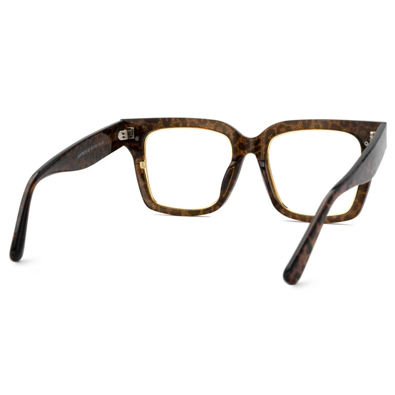 Zeelool Glasses Frame for Women, Personality Fit Glasses Eyeglasses with Non-prescription Clear Lenses Taylor ZJGX799757 Leopard Print Blue Light Blocking Lens