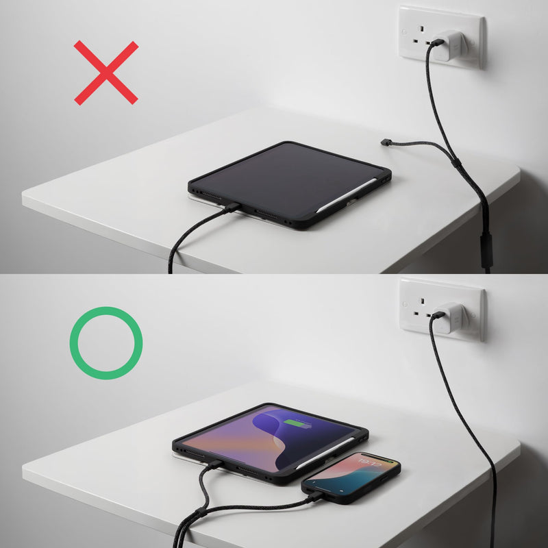 Native Union Belt Cable 2-in-1 – 6.5ft Multi-Device High Speed Charging Cable with Leather Strap for All Type-C Devices – 140W USB-C to Two USB-C Connectors – Made with Recycled Materials (Cosmos) Cosmos