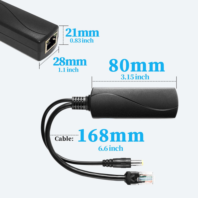 PoE Splitter Gigabit 36W 12V/3A, DC 5.5 * 2.1mm Plug PoE to DC 12V/3A Output, Gigabit Ethernet Comply IEEE802.3bt, Plug and Play (PS5712BG) 5.5 x 2.1mm (PS5712BG)