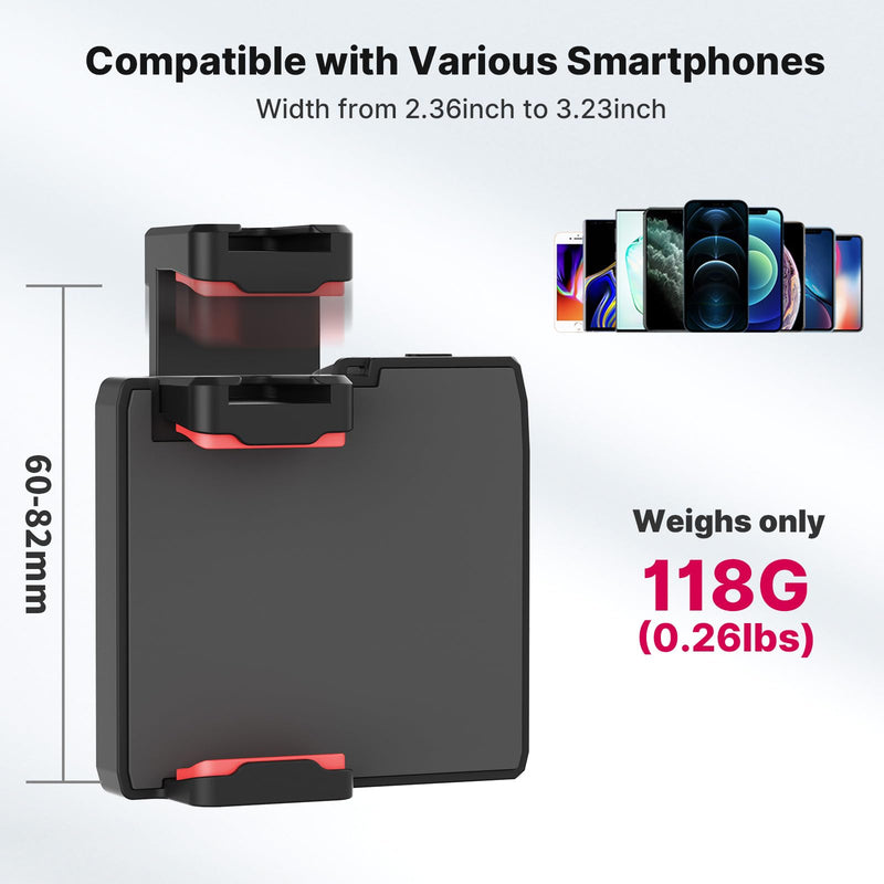 CG-02 Grip Holder for Smartphone Upgraded Phone Camera Grip w Remote Shutter Handheld Tripod Mount Fill Light Handheld Photography Accessories Compatible with iPhone 17 16 15 14 Pro Max etc CG-02