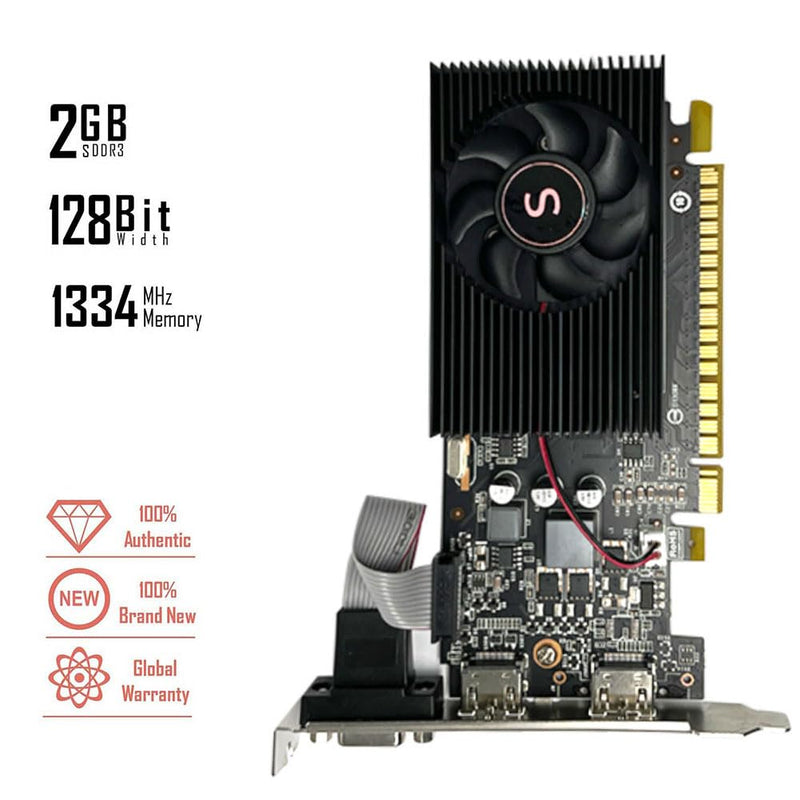 GT 730 2GB DDR3 128-bit, Dual HDMI, VGA, Low Profile Graphics Card, PC Video Card, Computer GPU for Working, Low Power, PCI Express x16, DirectX 11 2G-2HDMI+VGA