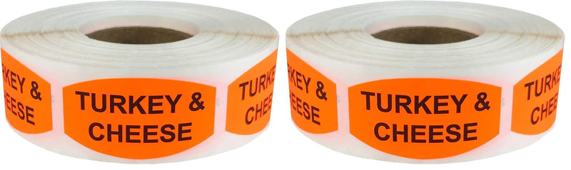 Turkey and Cheese Grocery Store Food Labels .75 x 1.375 Inch Oval Shape 500 Total Adhesive Stickers (Pack of 2) 0.75 x 1.375" Oval (Pack of 2)