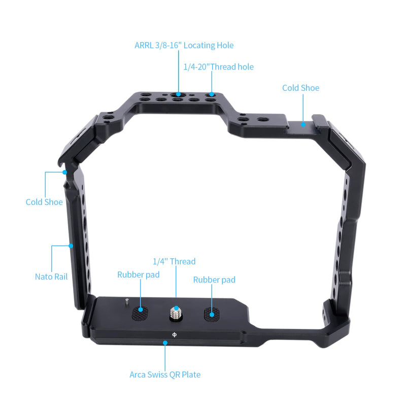 NICEYRIG Camera Cage for Canon EOS 6D / EOS 6D Mark II with NATO Rail Cold Shoe Quick Release Plate for ARCA-Swiss Tpye - 581