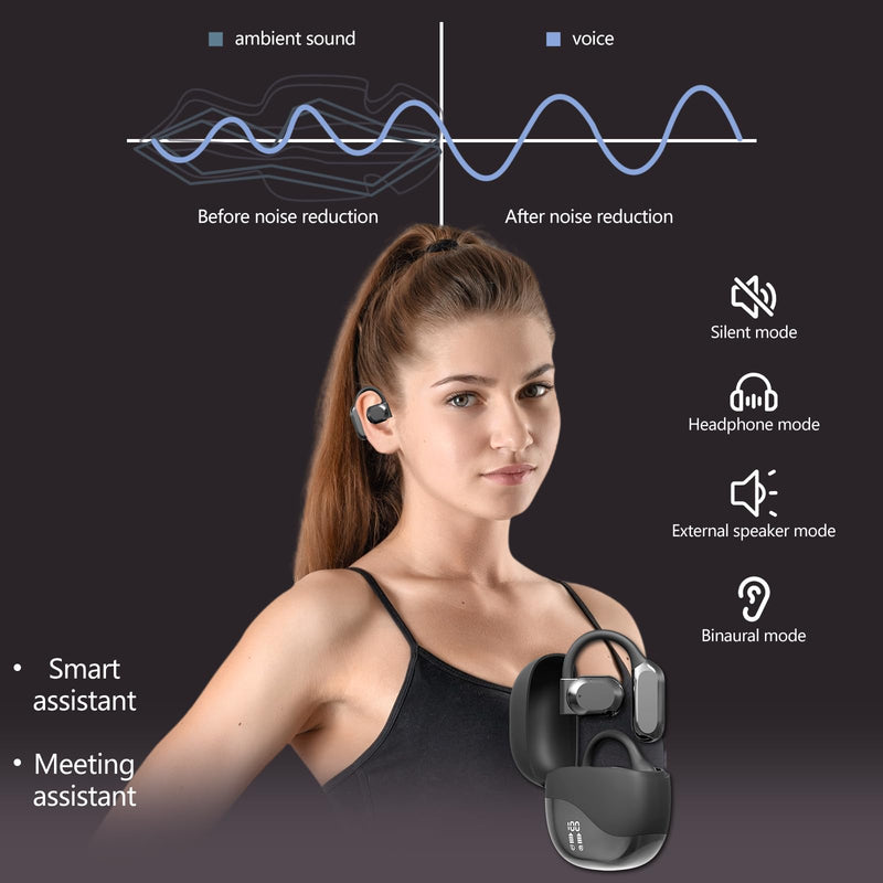 Language Translator Earbuds, 3 in 1 Translation Earbuds in Real Time, Bluetooth Translator Device, Earhook Translation Headset for Business Learning & Meetings & Travel (Black)