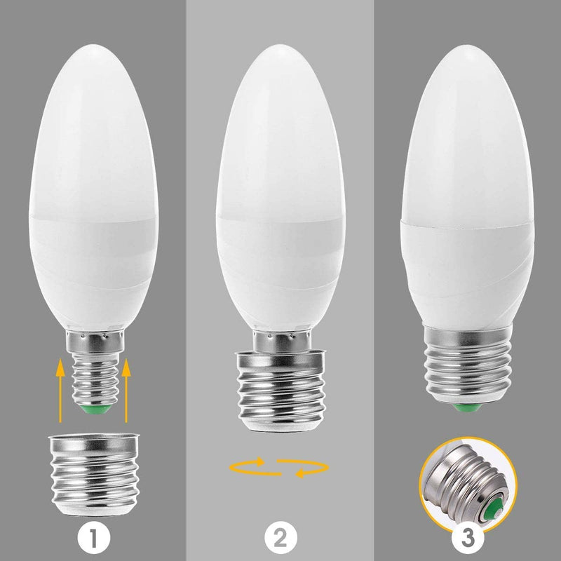 E14 to E27 LED Bulbs Socket Adapter, Lamp Holder Converter, Nickel Plated Iron, Edison Screw Adapter Converter, for LED Lamp, Incandescent Lamp, 230 V, Not Dimmable, Pack of 6 Standard