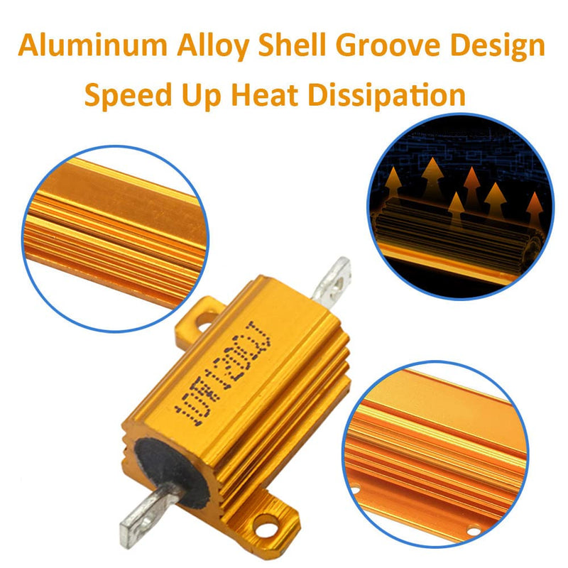 ETOPARS 2 Pcs 10W 10 Ohm 5% Aluminum Housing Wire Resistor Load Resistors Tap Resistor Chassis Mounting Wirewound Golden Housing Resistor 10 Ohm 10W Gold 10W