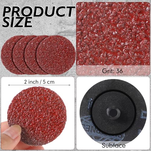 300 Pcs 2 Inch Sanding Discs 36 Grit Lock Die Grinder Sanding Disc Quick Change Disc Accessories for Surface Prep Strip Grind Polish Finish Burr Rust Paint Removal
