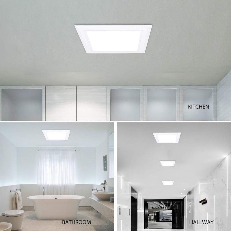 (OD 9.84" / ID 8.66") 15W Square LED Recessed Ceiling Light LED Downlight 130 Watt Equivalent 1400 Lumens 6000K Cool White with Open Trim,1Pack Cool White 6000k