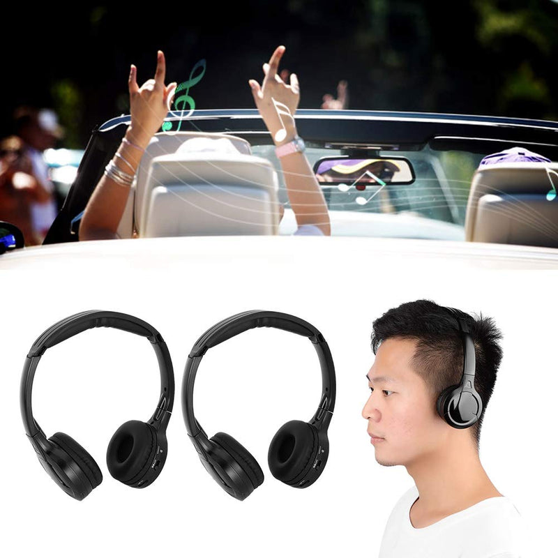 Dweekiy Car Earphone, 2 Channel Cordless Infrared IR Stereo Audio Headphone Earphone for Car Headrest DVD