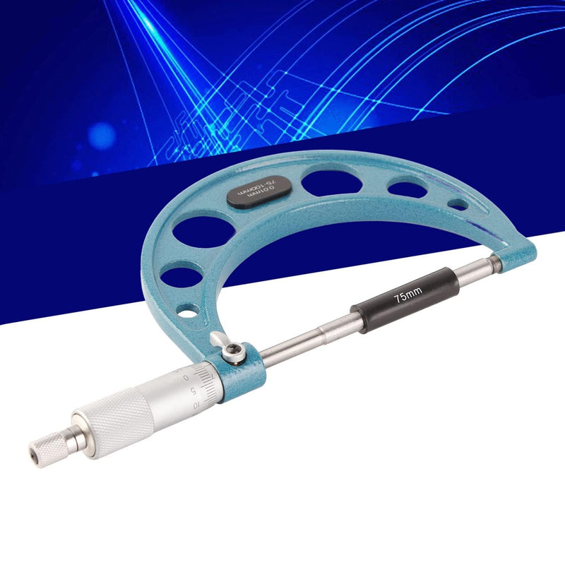 Outside Micrometer Stainless Steel High Accuracy Outside Micrometer Thickness Gauge with Wrench 0.01mm External Micrometer Tool for Accurate Measuring Material Thicknesses (75-100mm) 75–100 mm