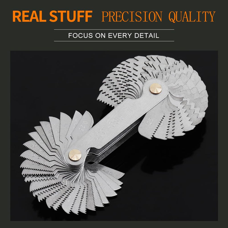 ChgImposs 2PCS Metric & Imperial & US Screw Gauge SAE Whitworth 55 Degree & Metric 60 Degree & & US 60 Degree Thread Pitch Gauge for Industrial Measurement 2