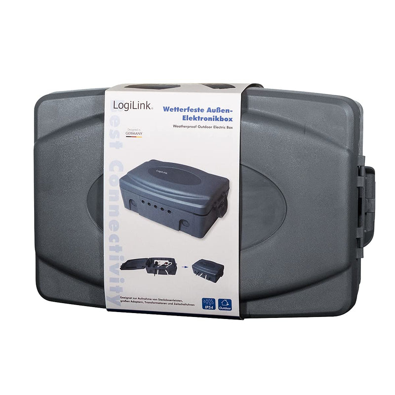 LogiLink LPS223 - weatherproof electronics box for outdoor use in gray with dust and splash protection (IP54), 32x21x11.5cm 32 x 21 x 11.5 cm single