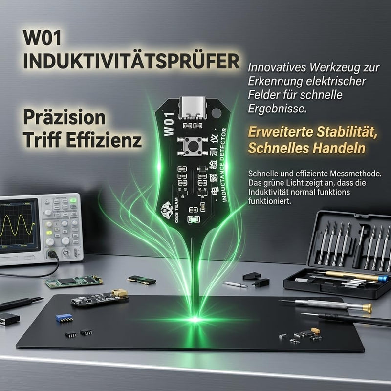Inductance Tester W01 Inductor Detectors, Circuit Board Module with USB C Connection and Push Button for Electronics Diagnostics Coil Testing