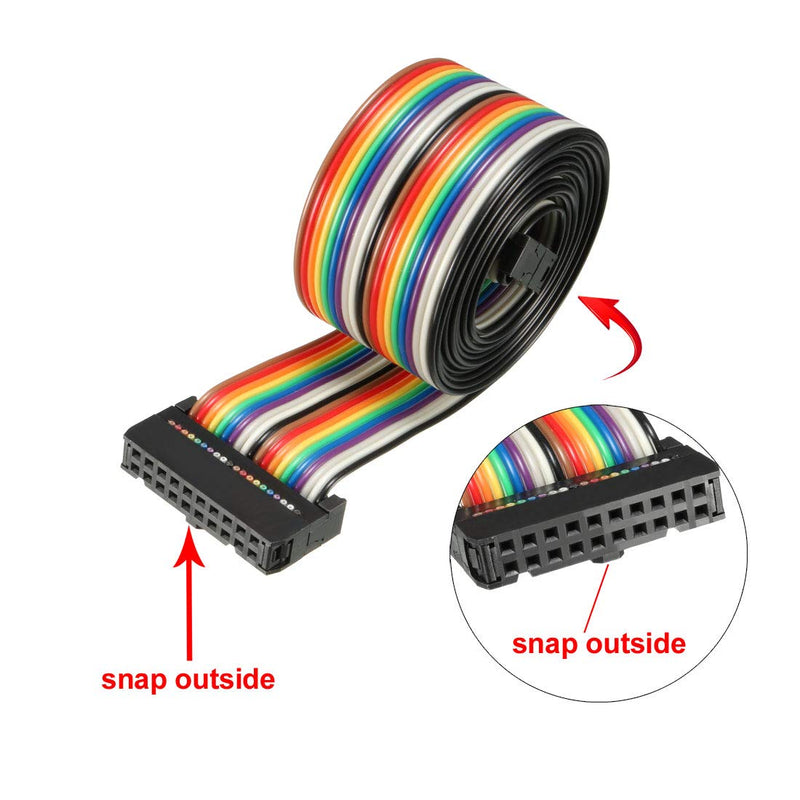 uxcell IDC Rainbow Wire Flat Ribbon Cable 20 Pins 118cm Length 2.54mm Pitch Type-C