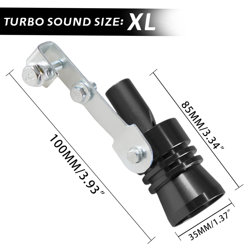 Universal Turbo Sound Pipe Whistle Muffler Sounder Simulator Tailpipe Noise Sound Enhancer Compatible with Truck, Motorcycle, Cars, Dirt Bike and Scooter(XL Black)