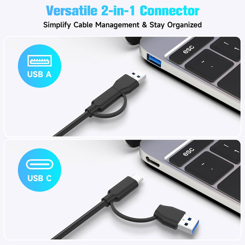 RSHTECH USB 3.2/USB C Switch 10Gbps 2 Computers Share 4 USB 3.2 Ports(2 USB-A+2 USB-C), USB Switcher Selector with 2 Cables and Controller for PC Laptop Keyboard Mouse USB 3.2 Switch