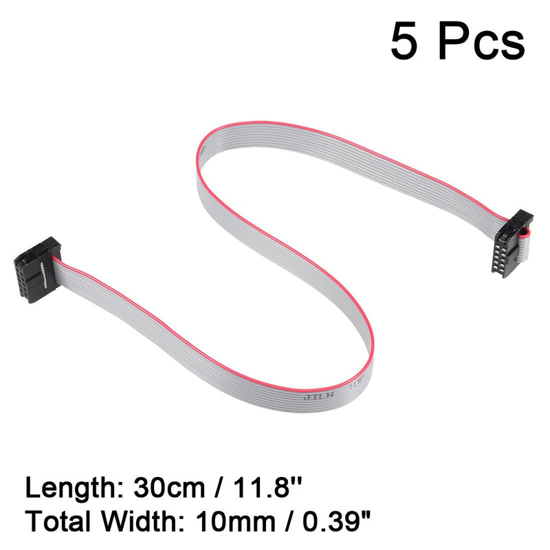 uxcell IDC 10 Pins Connector Flat Ribbon Cable Female Connector Length 30cm 2mm Pitch,5pcs