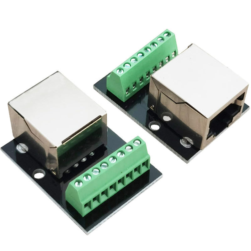 4PCS RJ45 Ethernet Single Female Socket Connector Breakout Board,2.54mm Pitch Screw Connector Board Shielded Network Adapter Terminal (Single RJ45 Interface) Single RJ45 interface