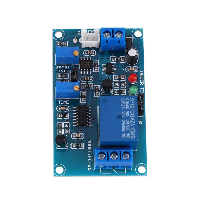 Light Sensor Relay Module, Brightness Controlled Twilight Switch with Adjustable Delay, Photoresistor Diode Protection, DC 12 V for Automatic Light Control Outdoor DC 12V