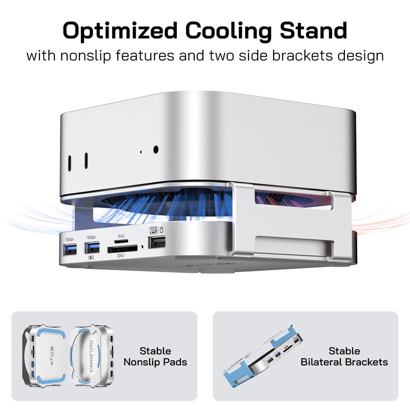 M-ac Mini M4 Dock with 4TB Sam-Sung T7 Portable SSD Enclosure(SSD NOT Included), 7-in-1 Aluminum Hub & Stand for Mac mini M4 and M4 Pro 2024, 10Gbps USB A 3.2, 15CM USB C Cable, SD/TF 4.0 Card Reader