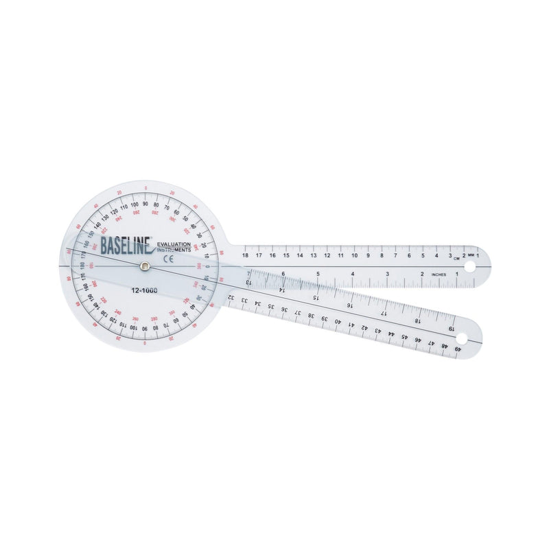 Baseline Plastic Goniometer - HiRes 360° Measuring Head with 12" Arms for Motion Range Measurement (ROM) 12" ISOM 360⁰