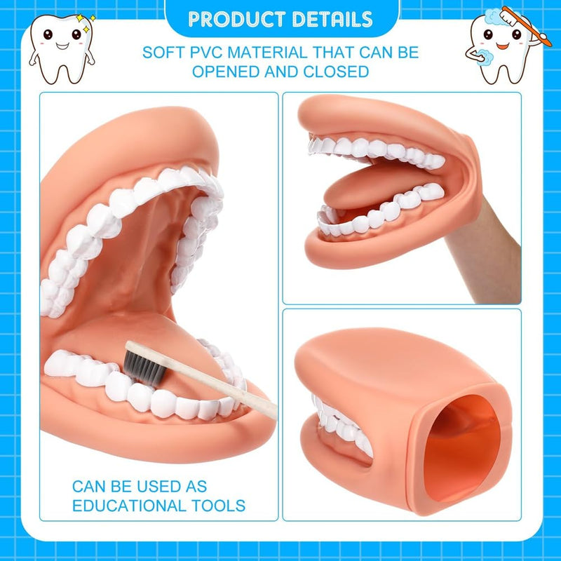 1 Piece Mouth Puppet with Tongue Teeth Mouth Hand Puppet Tooth Mouth Model with Toothbrush for Girls Learning Tool