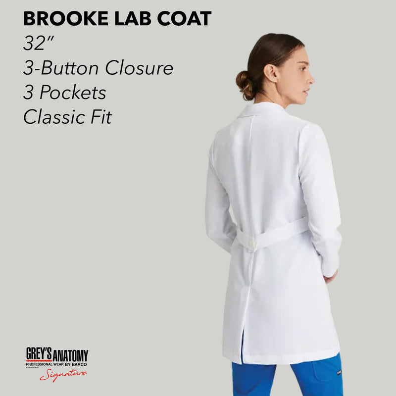 Grey's Anatomy Signature Brooke Lab Coat - 2 Pocket 32" Coat Medium White