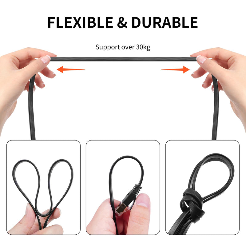 REXUS 2-Pack Retractable Cat 6 Flat Ethernet Network Cable 6.6 FT, 10 Gigabit High Speed LAN Wires Internet Patch Cable with RJ45 Connector for Xbox,PS4,Router, Modem(C6R20x2) 6.6 feet * 2 pcs
