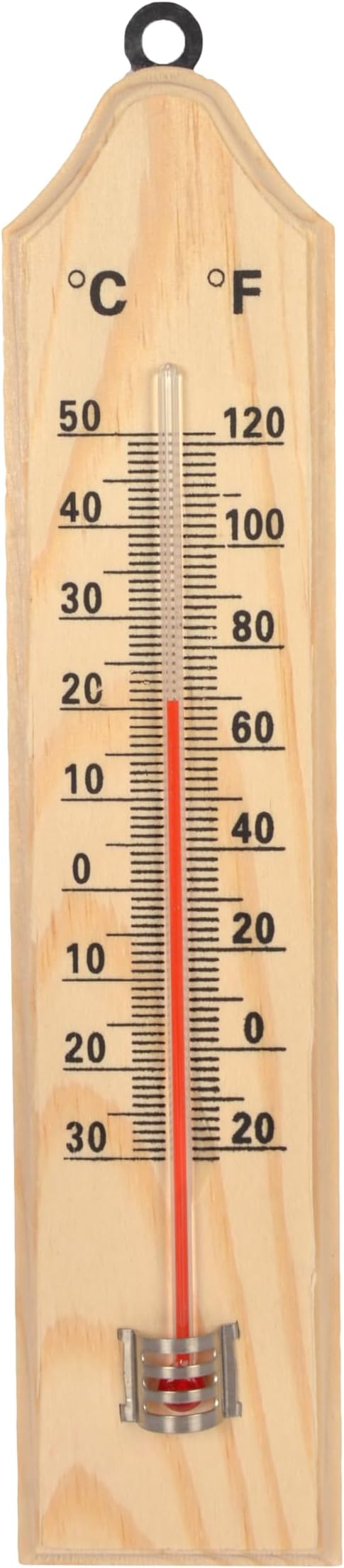 Thermometer wood nostalgia style for indoor and outdoor temperature measuring device degrees and Fahrenheit